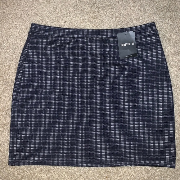 Navy plaid mini pencil skirt - Picture 1 of 2